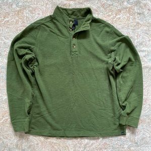 Even Tide Green Henley Polo Top Long Sleeves Cotton Textured Peru Men’s M
